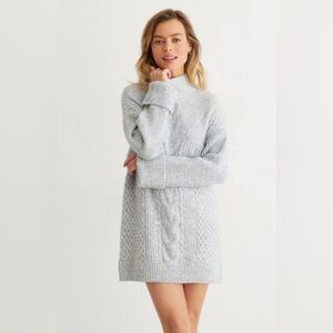 Dynamite Light Gray Cable Knit Mini Dress